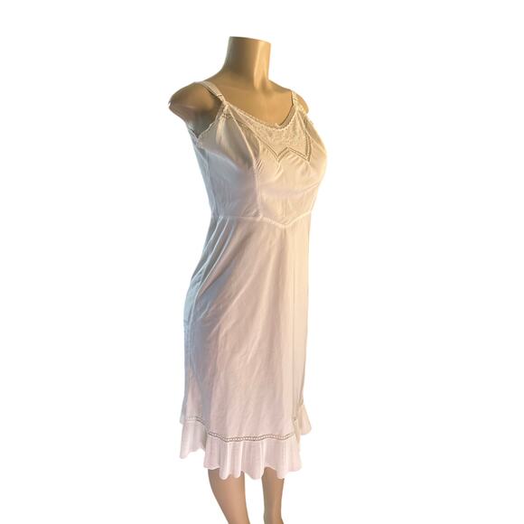 Vintage Women 14 1950s 1960s Endear Barbizon Tafredda White Full Slip Dress - Picture 1 of 7